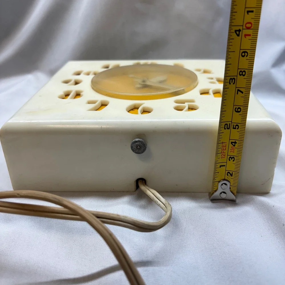 Telechron Electric Wall Clock 2H27 White Yellow Vintage 1950s Parts MCM Square